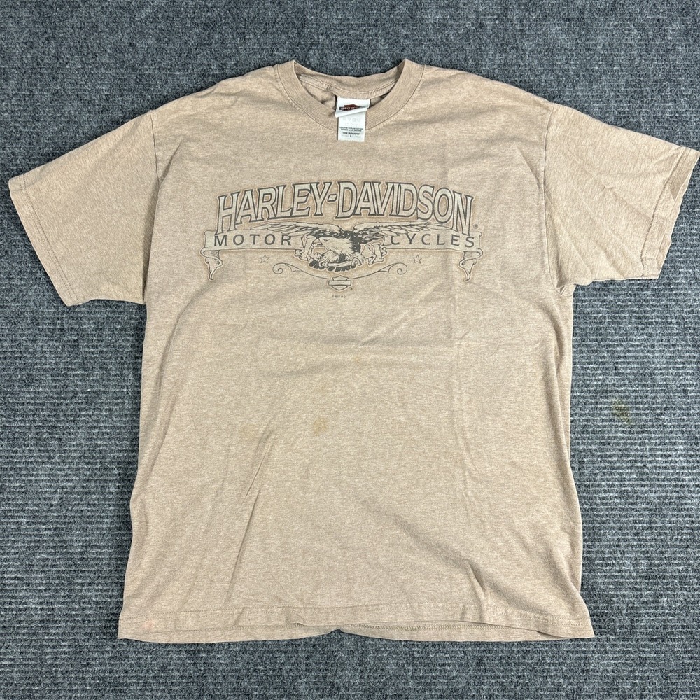 Harley Davidson Men's LARGE T Shirt Mason City Iowa Rock N Roll Crew Hanes Beefy